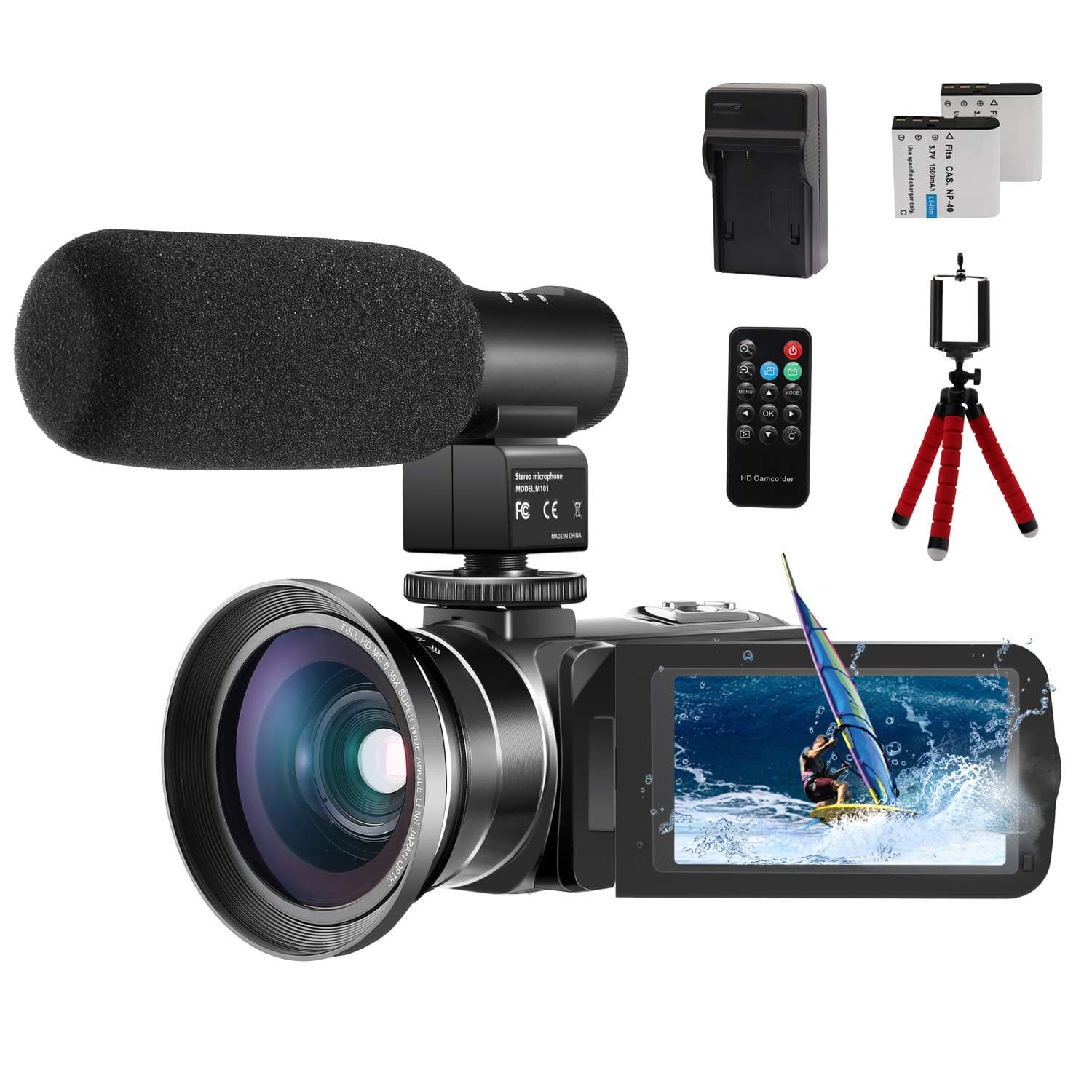 Video Camera Camcorder for YouTube CofunKool Full HD 1080P Vlogging Digital Camera 24.0MP Night Vision 16X Digital Zoom with External Microphone Wide Angle Lens