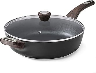 Nonstick Frying Pan Skillet with Lid, 12 Inch Large Deep Frying Pan, 5 Qt Non Stick Saute Pan with Cover, Induction Pan, Healthy Non Toxic Cooking Pan with Helper Handle, PFOA PFOS Free