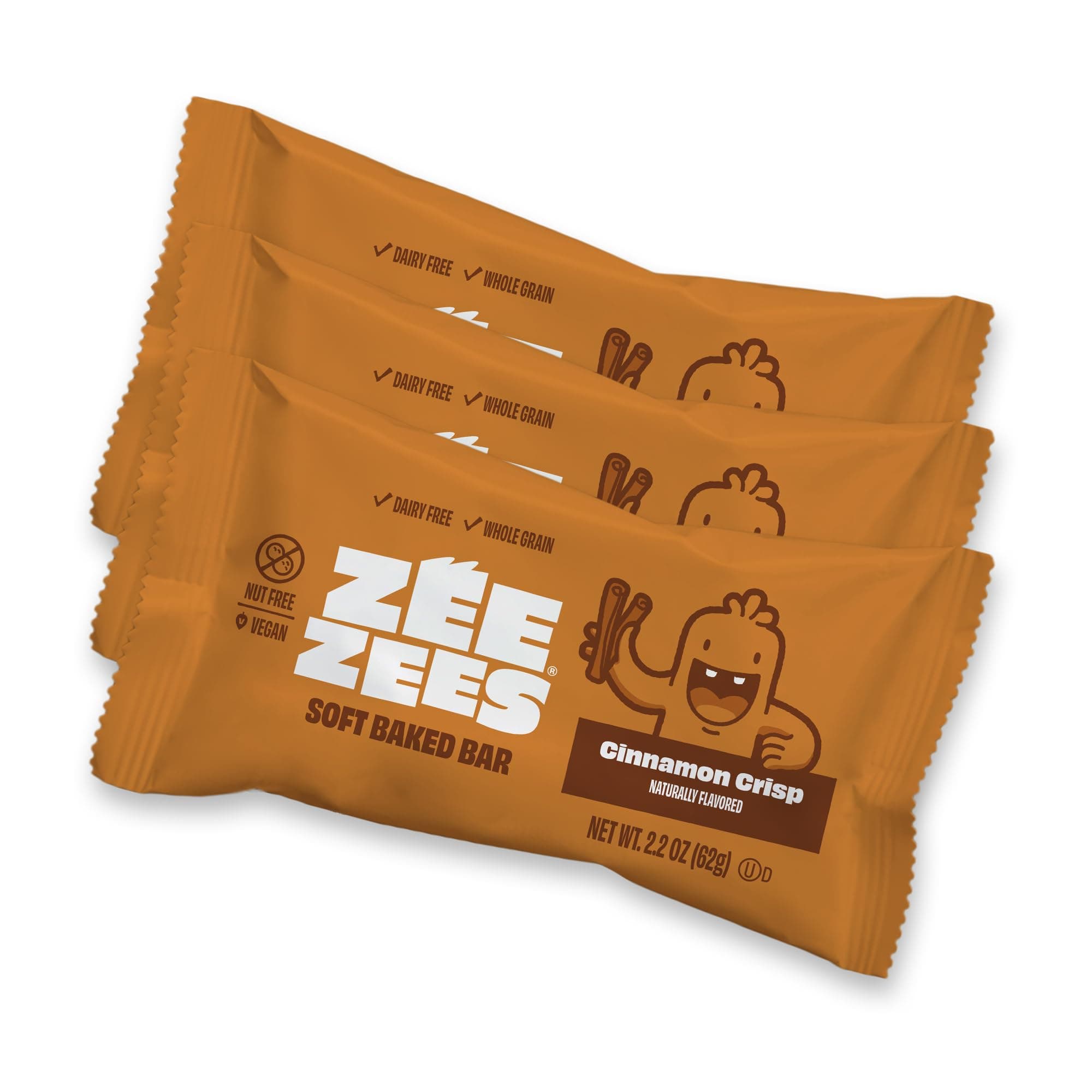 Zee Zees Cinnamon Crisp Soft Baked Snack Bars, 2.2 oz, 24 pack, Nut Free, Whole Grain, Safe for School, On-The-Go, Kosher, Allergy Friendly