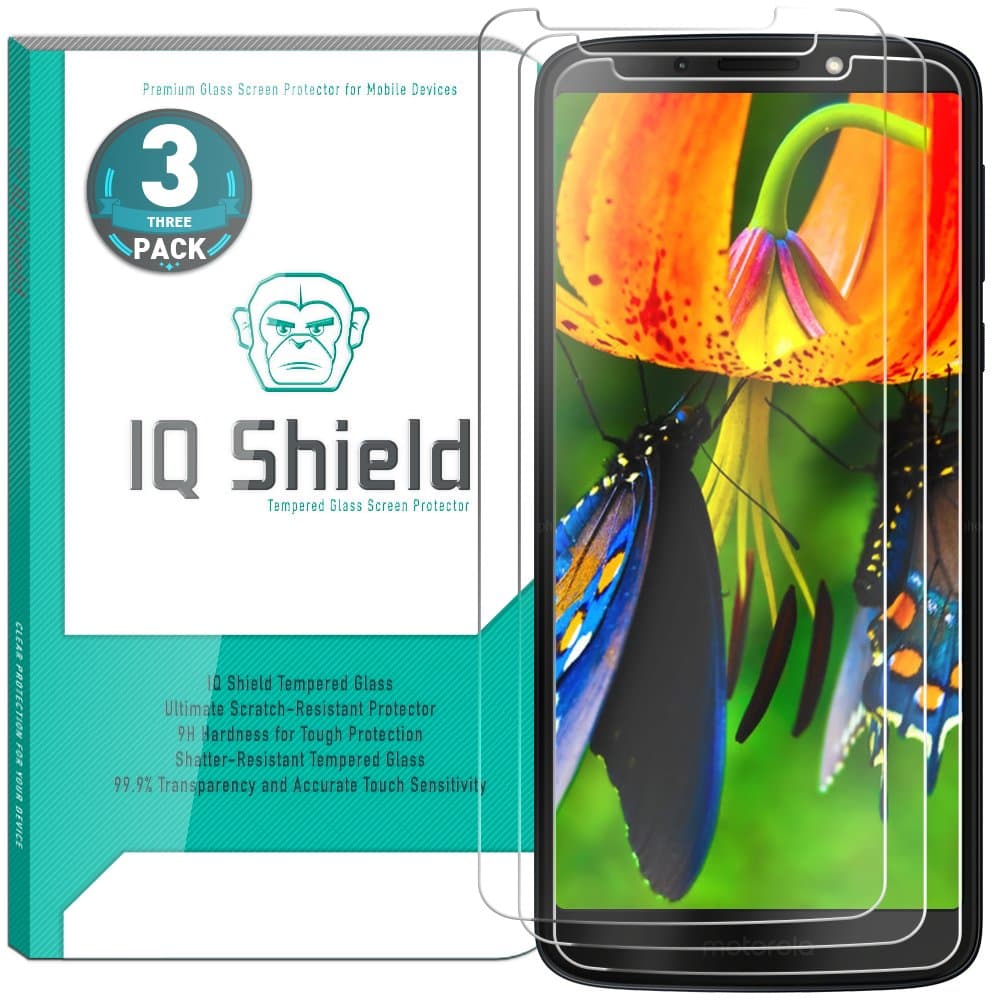 [3-Pack] IQ Shield Tempered Glass [Clear] Screen Protector for Moto G6 Play Transparent HD Ballistic Glass