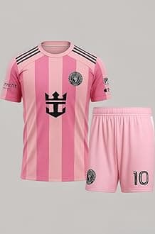 RJM Messi 10 Football Jersey Tshirt 2024 with Printed Shorts for (Men,Kids & Boys)(Small 36,Multicolor-008)