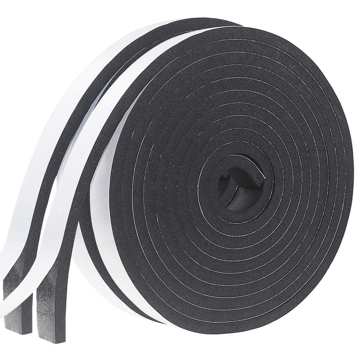 Weather Stripping Door Seal Strip for Doors and Windows, Foam Insulation Tape Self Adhesive,Sound Proof,Weatherstrip,Pipe Cooling, Air Conditioning Seal Strip (W:1In xT: 2/5In XL: 13Ft x 2 Roll)