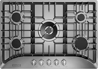 Empava Gas Cooktop 83cm Kitchen Stove 5 Burner Cook Top NG LPG Convertible in Stainless Steel