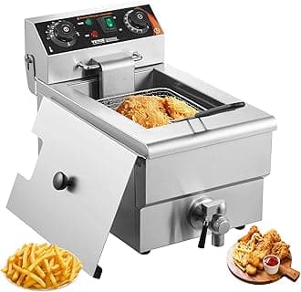 Commercial Deep Fryer, 1500W Electric Countertop Fryer with Basket, 11.6Qt / 11L Stainless Steel Single Oil Fryer with Time & Temp Control, Overheat Protection, for Kitchen Restaurant Use