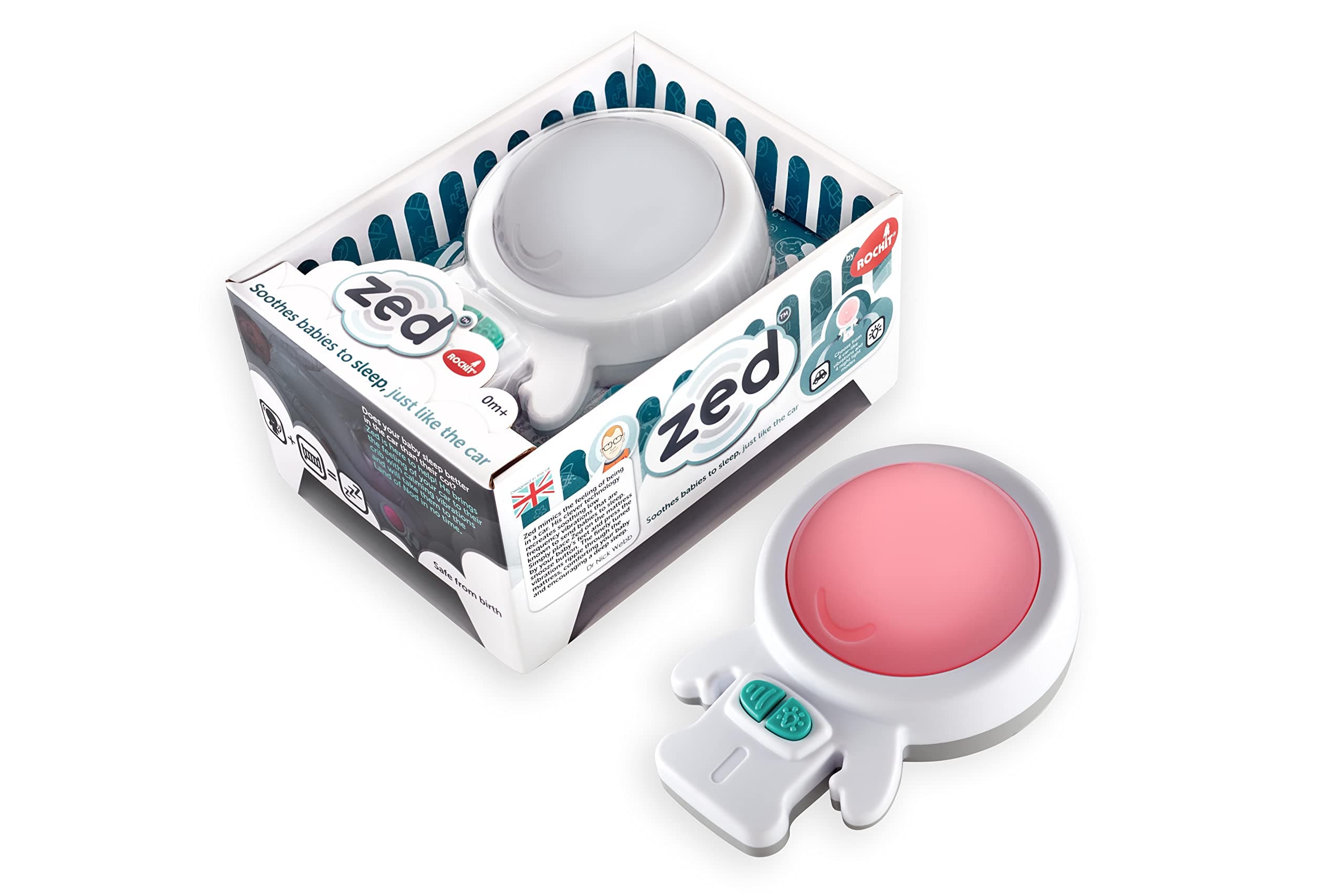 Zed by Rockit - Baby Sleep Aid Helps Your Baby Sleep, 6 Vibration Modes and Calming Red Light, Place on Any Mattress, Suitable for Cribs, Moses Baskets, Cots and Beds from Newborn