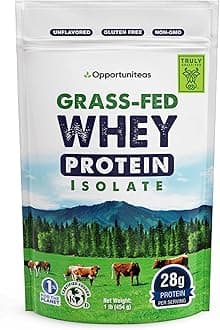 Grass Fed Whey Isolate Protein Powder – Unflavored, Heavy-Metal Tested, 28g Protein, Sourced from Ireland, Hormone-Free, Non-GMO, Packaged in USA – 1lb