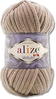Alize Velluto Knitting Yarn: 100g, 31 Colors, 68m, Polyester, Machine Washable, 8-9 (Needles), 8-10 (Hook), 30°C