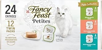 Purina Fancy Feast Gourmet Wet Cat Food Variety Pack, Petites Pate Collection, break-apart tubs, 24 servings - (Pack of 12) 2.8 oz. Tubs