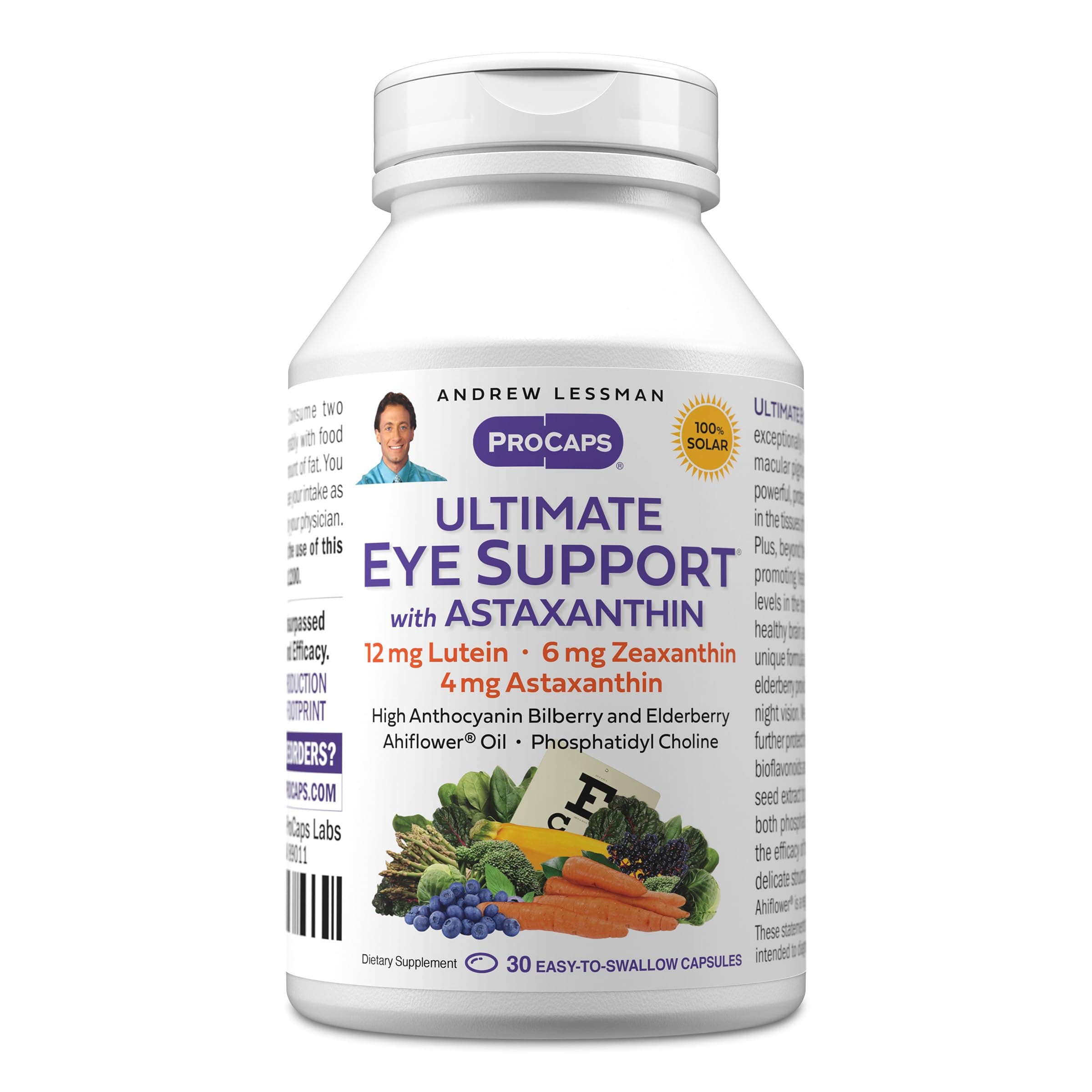 ANDREW LESSMAN Ultimate Eye Support with Astaxanthin 30 Softgels - 12mg Lutein, 6mg Zeaxanthin, 4mg Astaxanthin, Bilberry. Key Nutrients to Support Eye Health, Promote Healthy Vision. No Additives