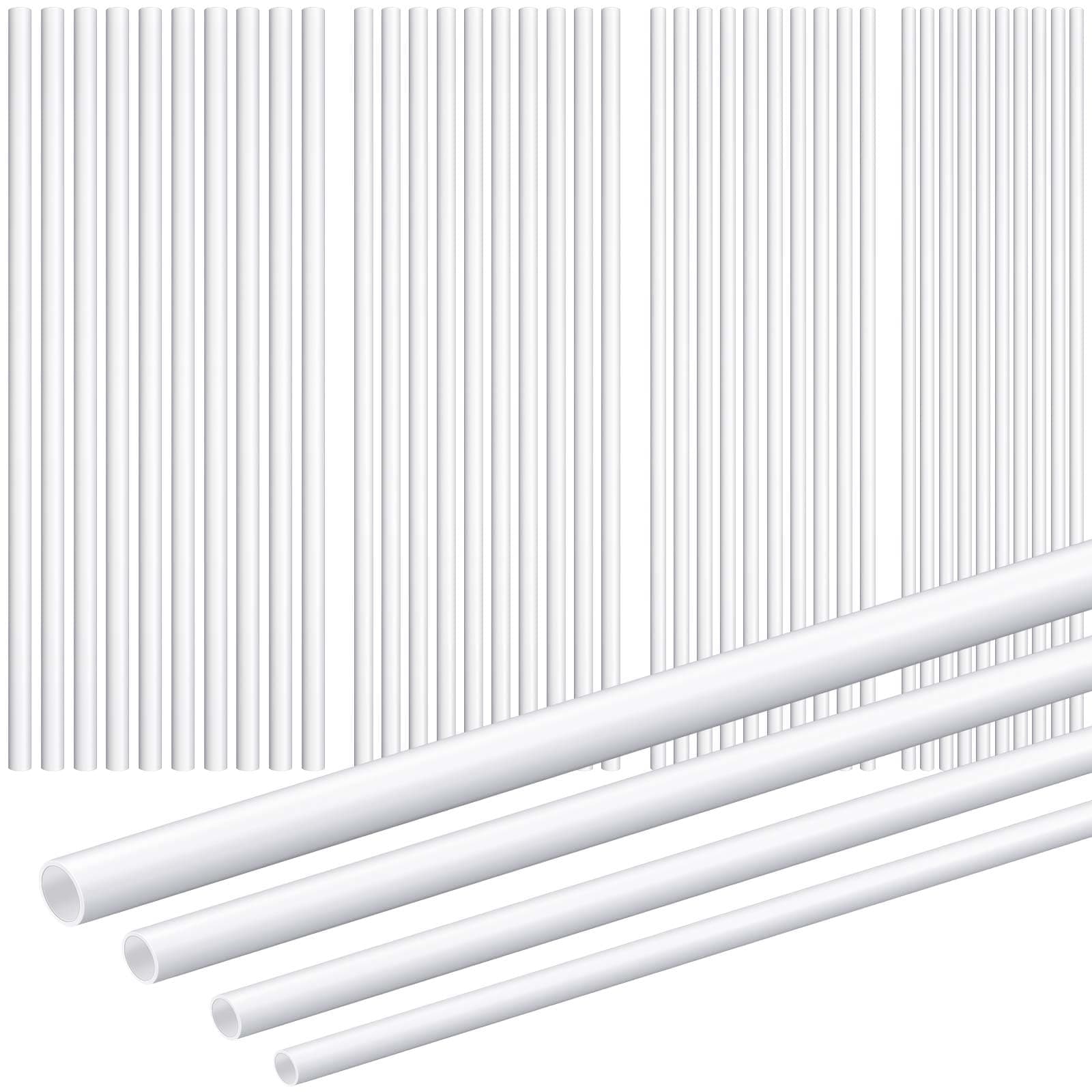 Outus 80 Pcs ABS Round Plastic Tube White Bars Rod Hollow Tubing Connector Plastic Rod for DIY Crafts Sand Table Architectural Model Making, 4 Sizes