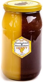 Natural Food Raw Honey - Natural, with no Additives – Unfiltered, not Spun or Heated – Pure, Unprocessed Honey – Authentic Taste – Buckwheat & Dandelion Honey – 10 x 1,1kg
