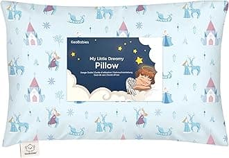 Toddler Pillow with Pillowcase - 13x18 My Little Dreamy Kids Travel Bed Pillows for Sleeping, Organic Cotton Small Pillowcase,Soft & Breathable,Machine Washable,Toddlers 2-5 years old(Enchanted Frost)