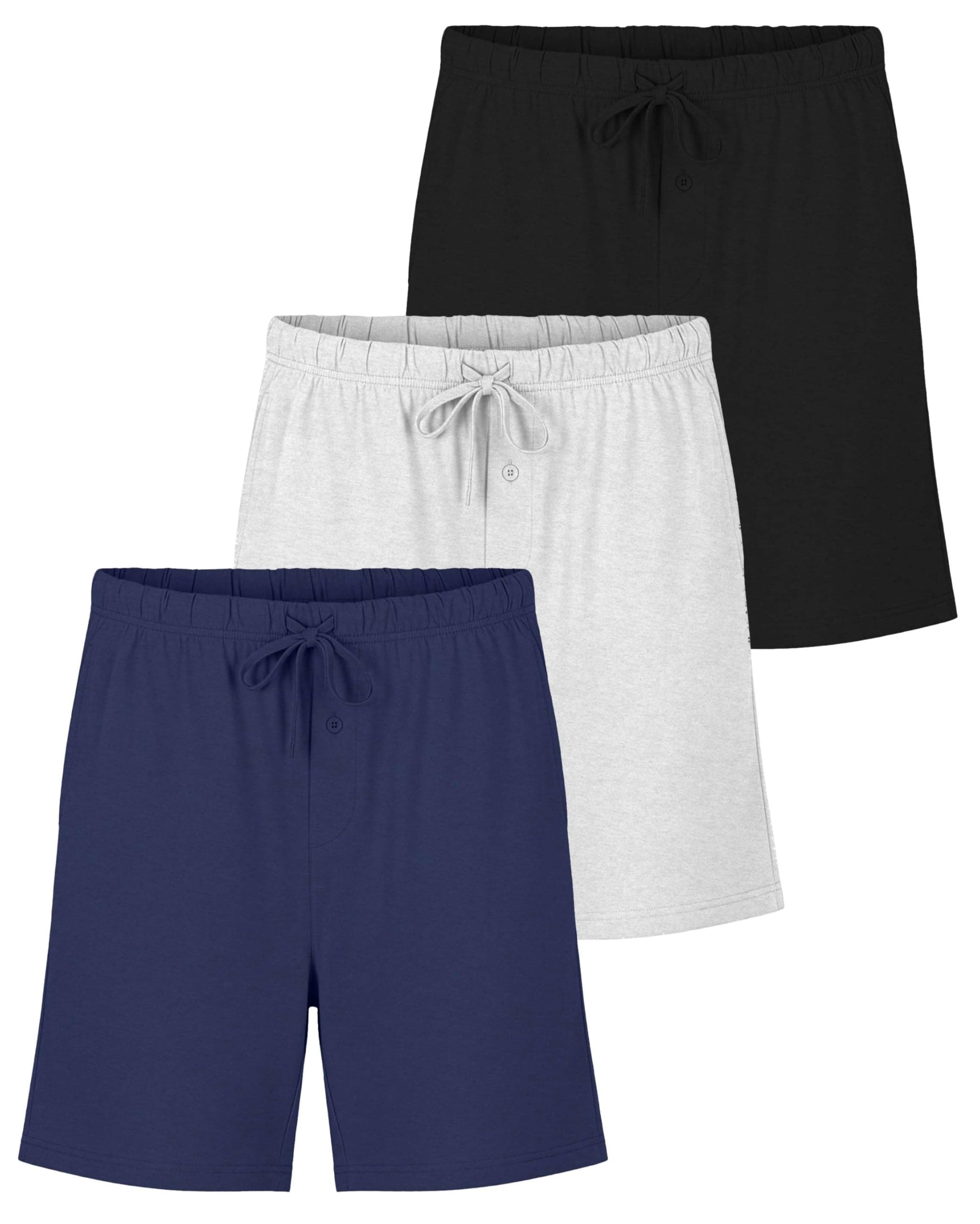 3 Pack: Mens Cotton Ultra-Soft Knit Sleep Pajama Shorts & Lounge Wear (Available In Big & Tall)