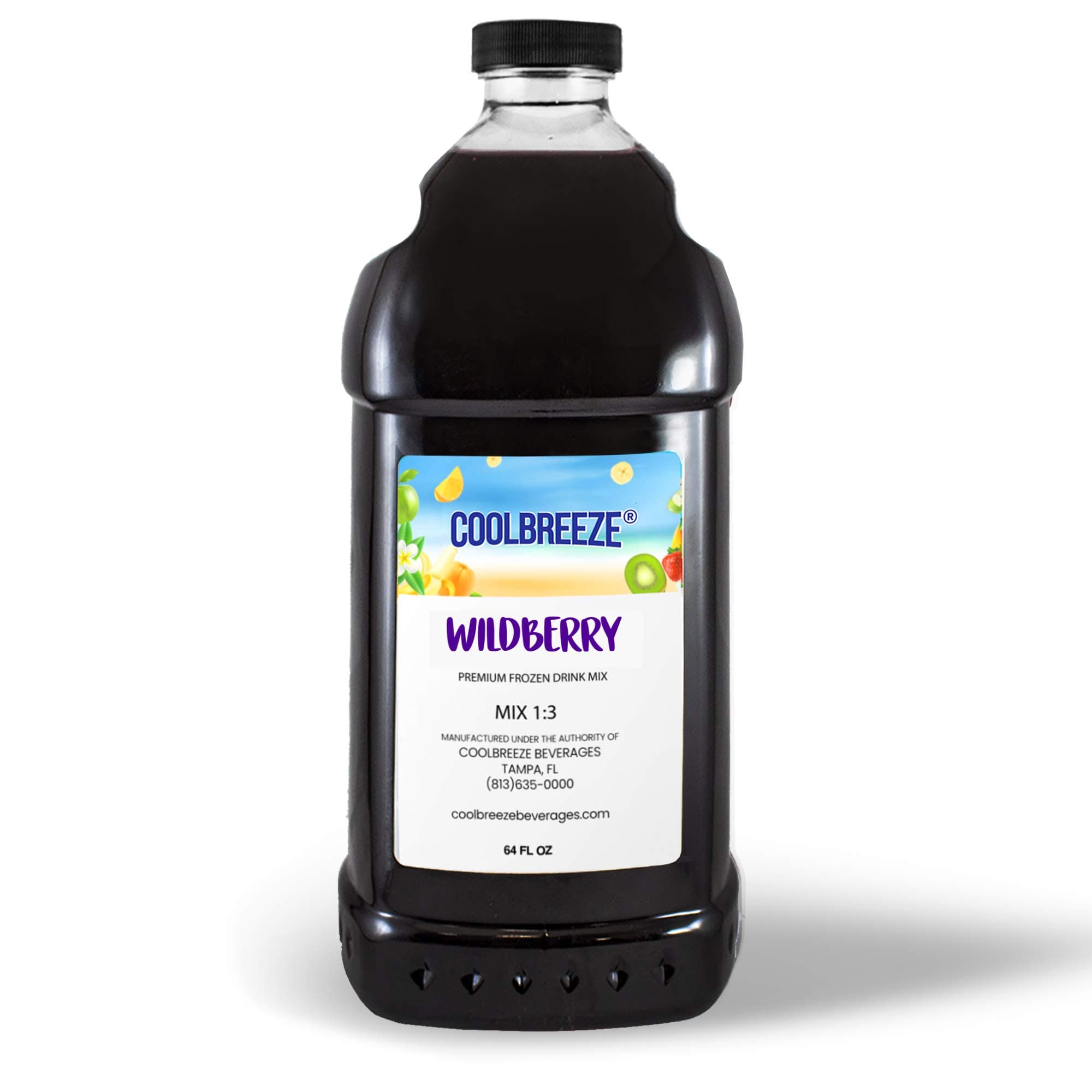 Cool Breeze Beverages Ready To Use, Shelf Stable Frozen Drink Slush Mix, Flavor Syrups - 1/2 Gallon Bottle - Wildberry