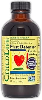 CHILDLIFE ESSENTIALS First Defense - Kids Immune Support, Immune Support for Kids, Toddlers 1-3, Babies 6 Months+, Vitamin Syrup with Elderberry, Zinc, Non GMO, Gluten Free - 4 Fl Oz (Pack of 1)