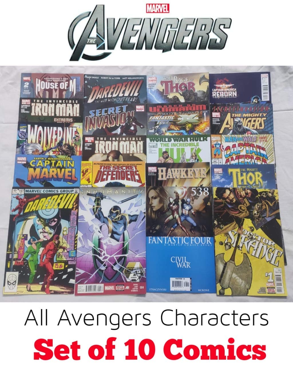 Avengers Comics Books | Marvel Comics | Iron Man | Hulk | Captain America | Fantastic Four | Wolverine | Daredevil | Thor | Assorted Selection of 10 Comics Books