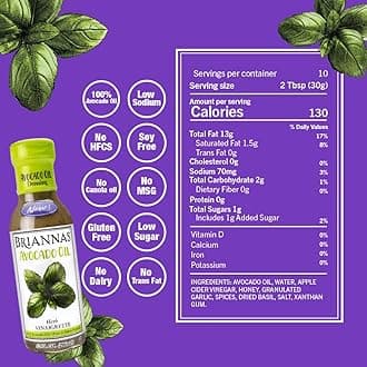 BRIANNAS - Avocado Oil Herb Vinaigrette Dressing - Nutrient Rich, Low Sodium, Keto & Paleo Friendly Salad Dressing made with 100% Avocado Oil - 10 oz. Bottles - 2 Pack