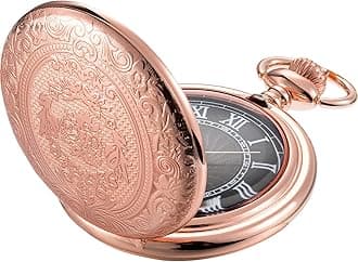 HicarerQuartz Pocket Watch for Men with Black Dial and Chain
