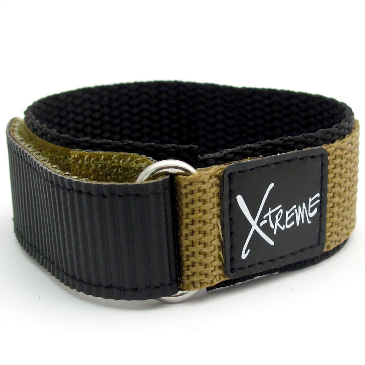 X-Treme Tough Sports Watch Strap Band Men's Hook and Loop Rip Tab Fastening 20mm - Khaki