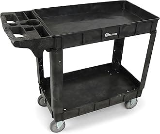 Simpli-Magic Rolling Utility Cart on Wheels, Heavy Duty with Ergonomic Handle, Deep Shelfs for Garage, Warehouse, Workshop, 600-Pound Capacity 40x33x17-Inch