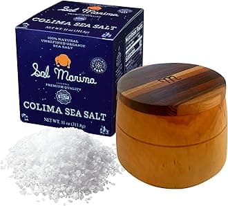 SAL MARINA | Sea Salt Container 180g + Sea Salt 11oz | 100% Organic Kosher Salt - Gluten Free Vegan Seasoning Food Table Salt