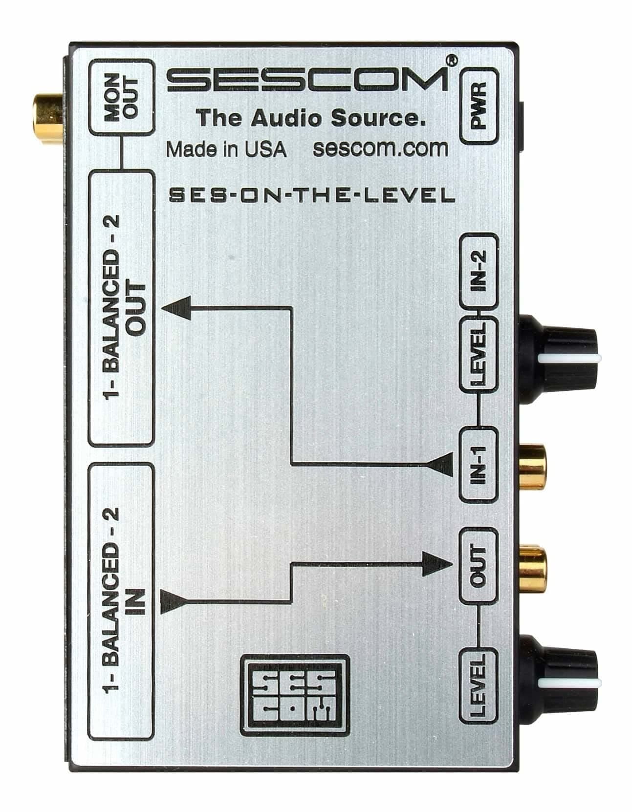 SescomSES-ON-THE-LEVEL RCA to XLR Audio Level Converter with Level Controls-by-Sescom