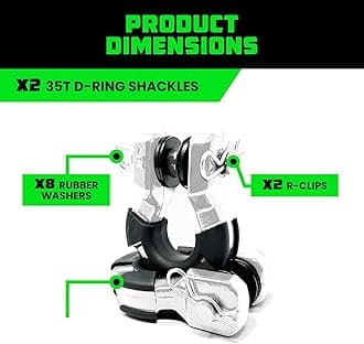 Rhino USA D Ring Super Shackles 70,548lb Break Strength – Heavy Duty 3/4” Shackle with 7/8 Pin for use with Tow Strap, Winch, Jeep Truck Vehicle Recovery, Best Offroad Accessories