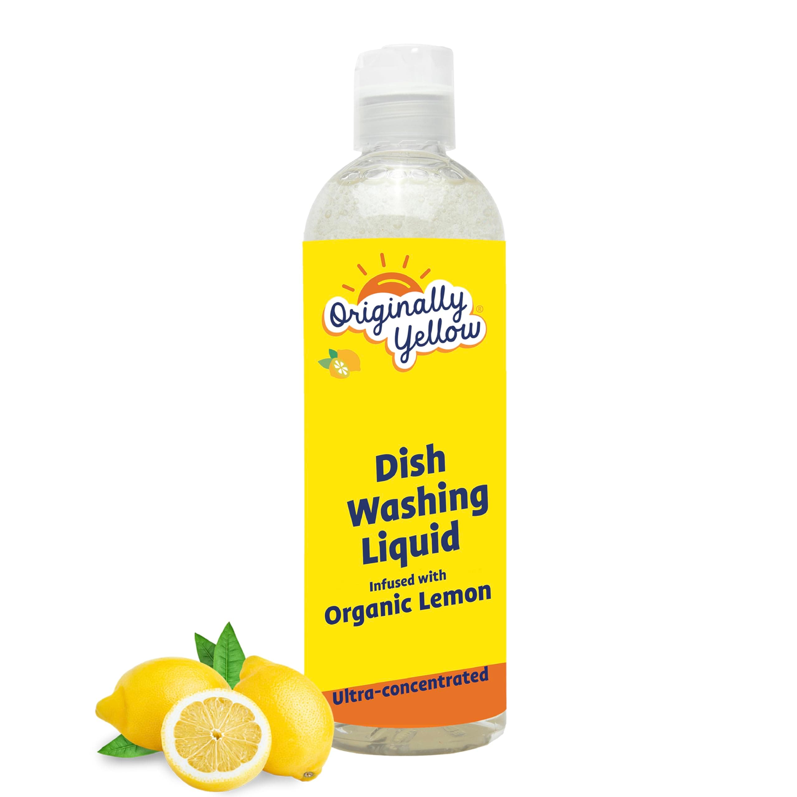 Plant-Based Dish Washing Liquid | Dish Soap Liquid Infused with Organic Lemon | Quick-Drying Dishwashing Liquid Removes Dirt and Grease | Streak-Free Daily Dish Soap, 470 mL (1-Pack)