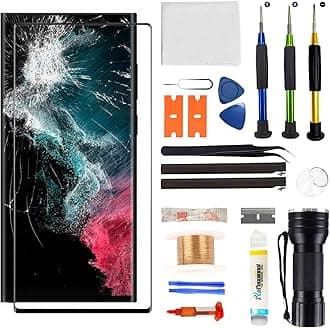 for Samsung Galaxy S22 Ultra Screen Replacement,Replacement Screen for Galaxy S22 Ultra Series 6.8 inch,Glass Replacement Kit with Repair Tools,Waterproof Adhesive(NO OLED & Touch Digitizer)