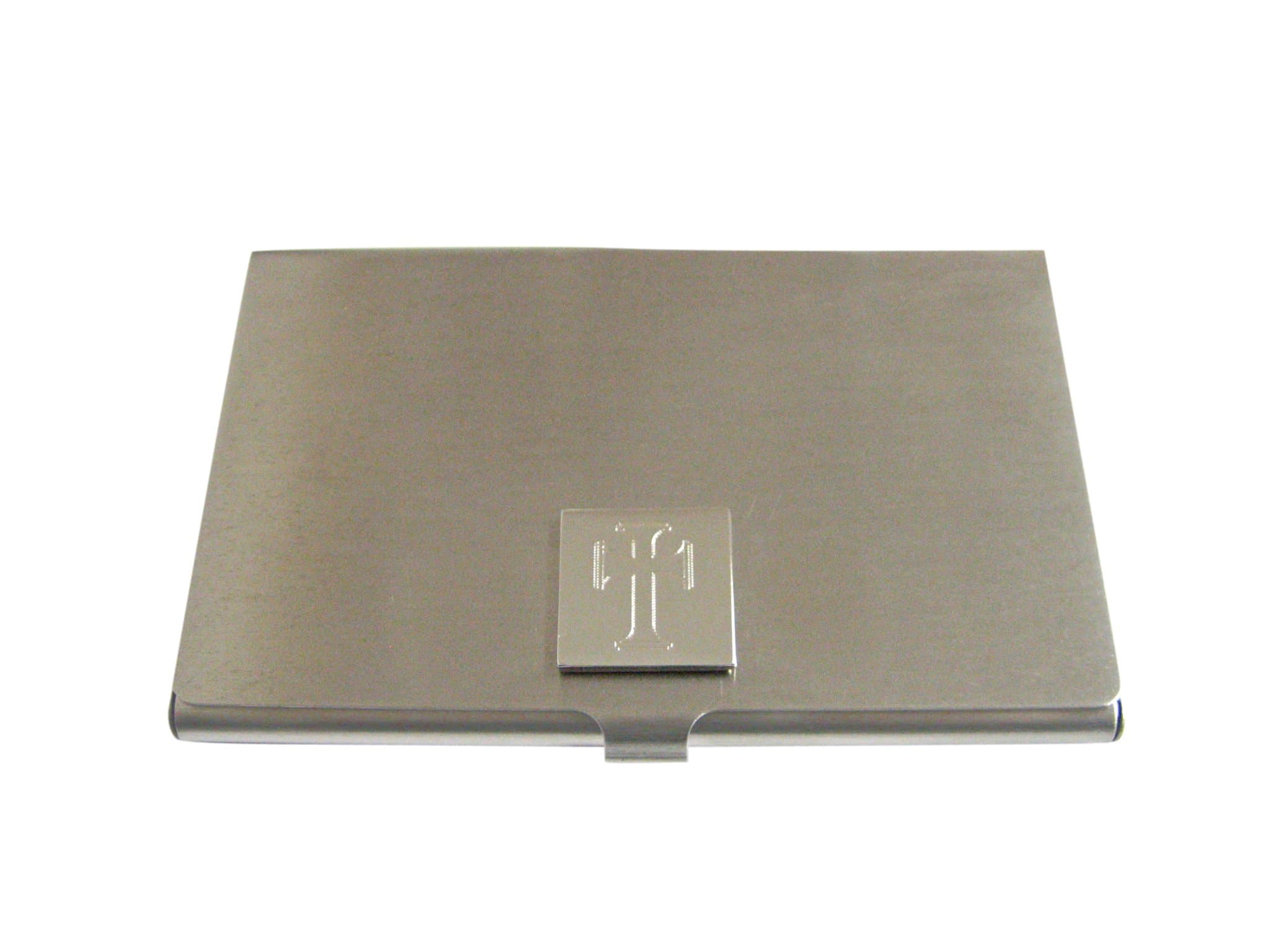 Silver Toned Etched Gothic Cross Business Card Holder