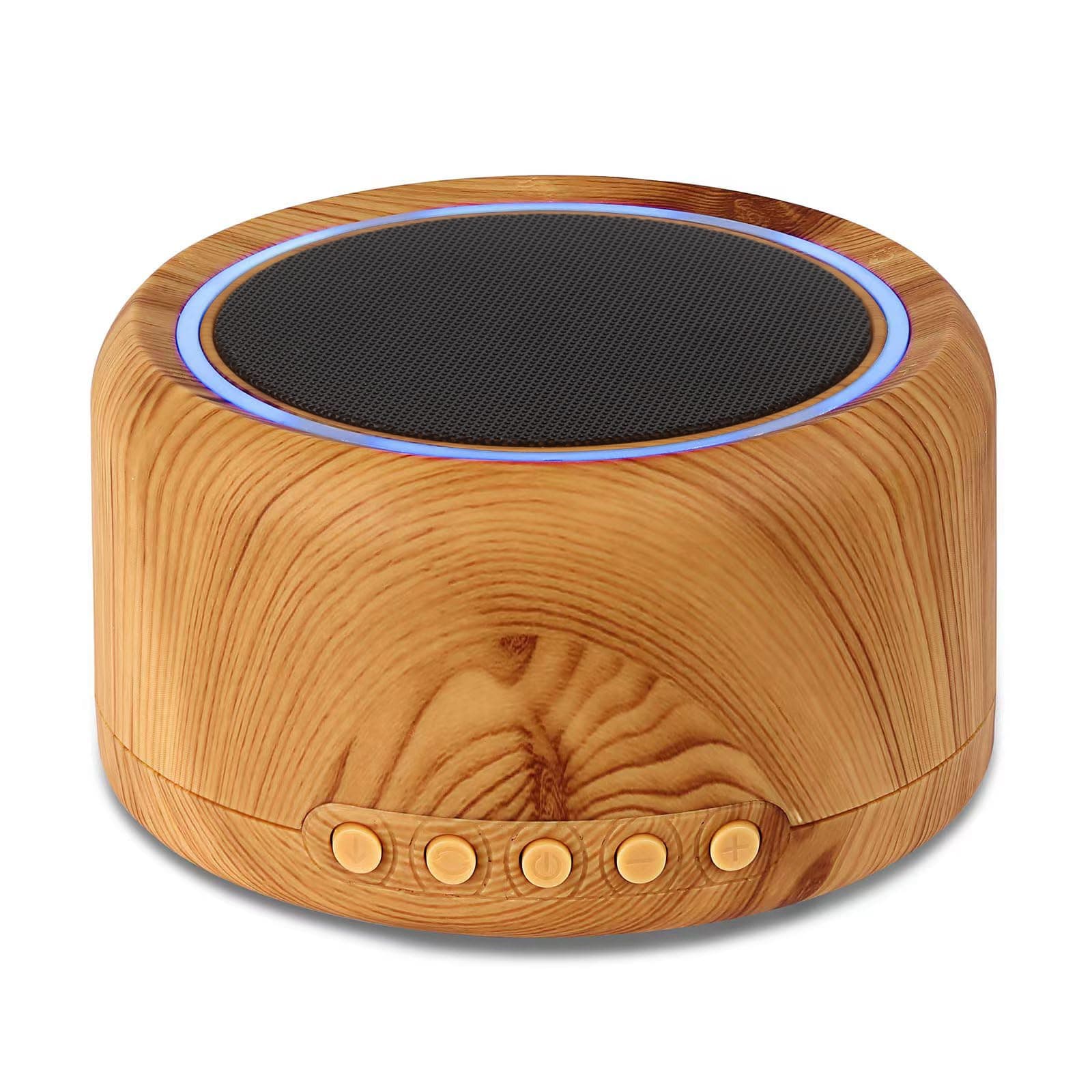 Portable White Noise Machine with 6 Color Breathing Lights,30 Soothing Sounds, Sleep Sound Machine for Baby Kids Adults, Time & Memory Function, Rechargeable Battery, Wood Grain