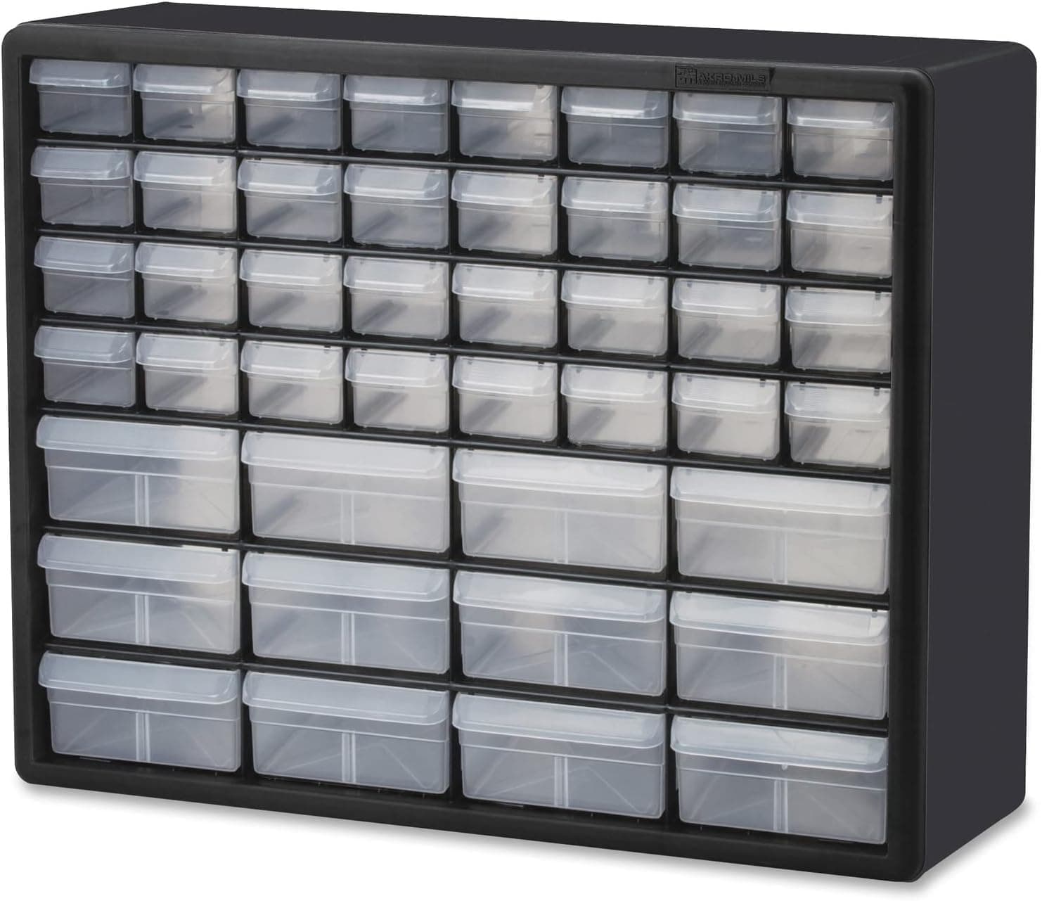 Akro-Mils 10144 44-Drawer Plastic Drawer Storage Cabinet for Garage Organization, Lego Storage, Teacher Toolbox, Makeup Organizer, and More, 50.8 cm W x 15.24 cm D x 40.64 cm H, Black