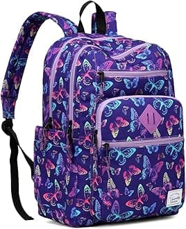 School Backpack for Teen Girls, Bookbag Schoolbag Casual Daypack for High School/College/Women/Travel/Work Butterfly