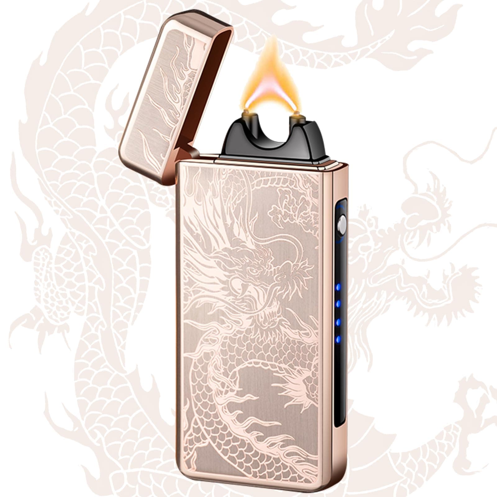 Dragon Electric Arc Lighter USB C Rechargeable Plasma Lighter for Camping, Fire Starters, Candles & Outdoor Gear | Windproof Igniter with Battery Indicator (Dragon Gold)