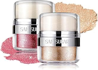 Body Shimmer Powder, 2PCS Body Glitter Powder with Sponge Head, 3D Contour & Long Lasting Luminous, Glow Highlighter Makeup for Face, Eyes, Hair, Perfect for Daily, Party (Pink/Champagne Gold)[Amazon-developed Certification] Compact by Design