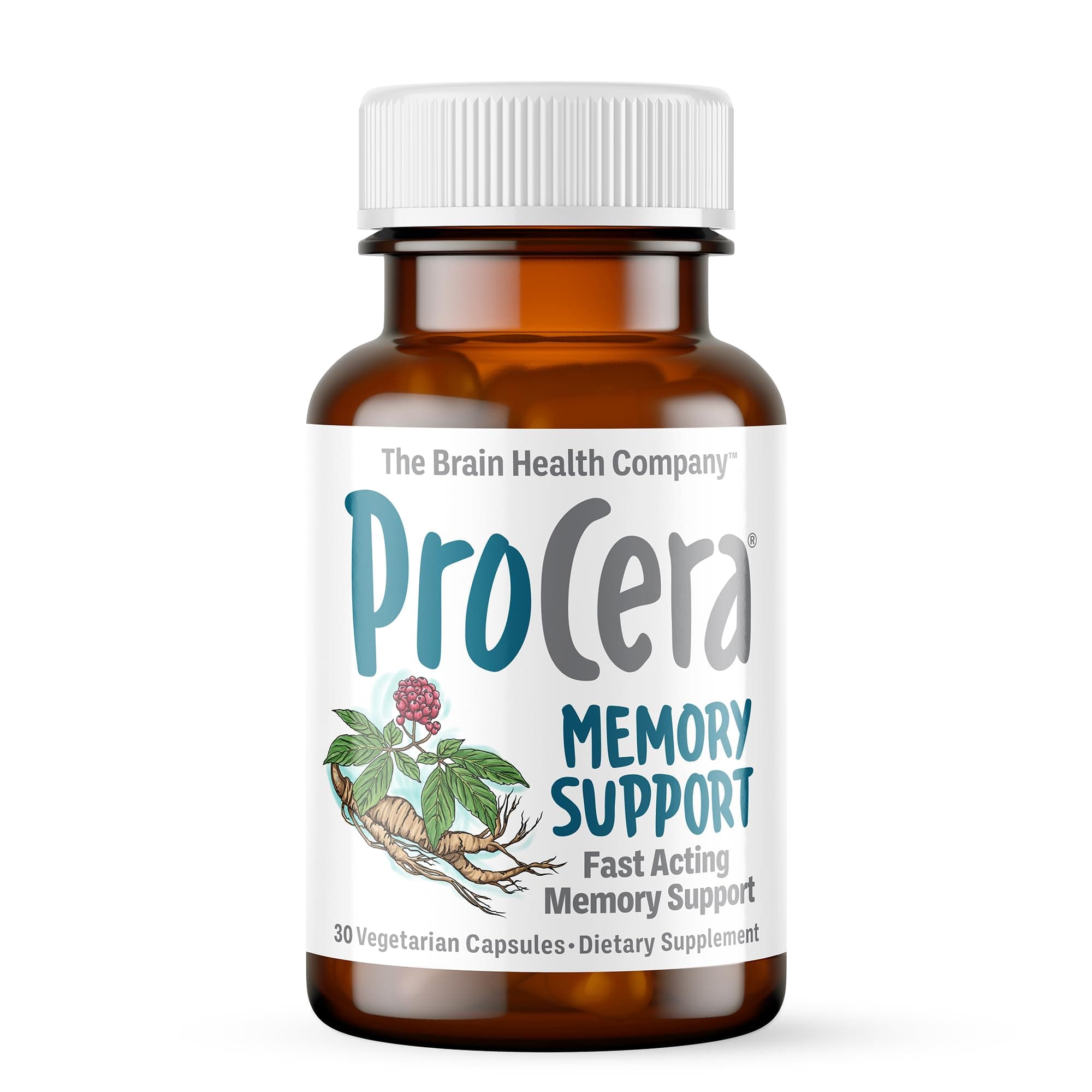 Procera Memory Support - Based on 60+ Ingredient Studies - Boost Mental Performance - Clarity - Mood Stability - Stress - Mental Fatigue - Adaptogens - Ginseng - Ginkgo Biloba - 30 Count