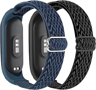 2Pack Adjustable Elastic Band Compatible with Xiaomi MI BAND 3/4/5/6/7 Strap for Men Women,Stretchy Nylon Sports Strap Replacement Wristband Accessories for MI BAND 7/6/5/4/3 Fitness Tracker