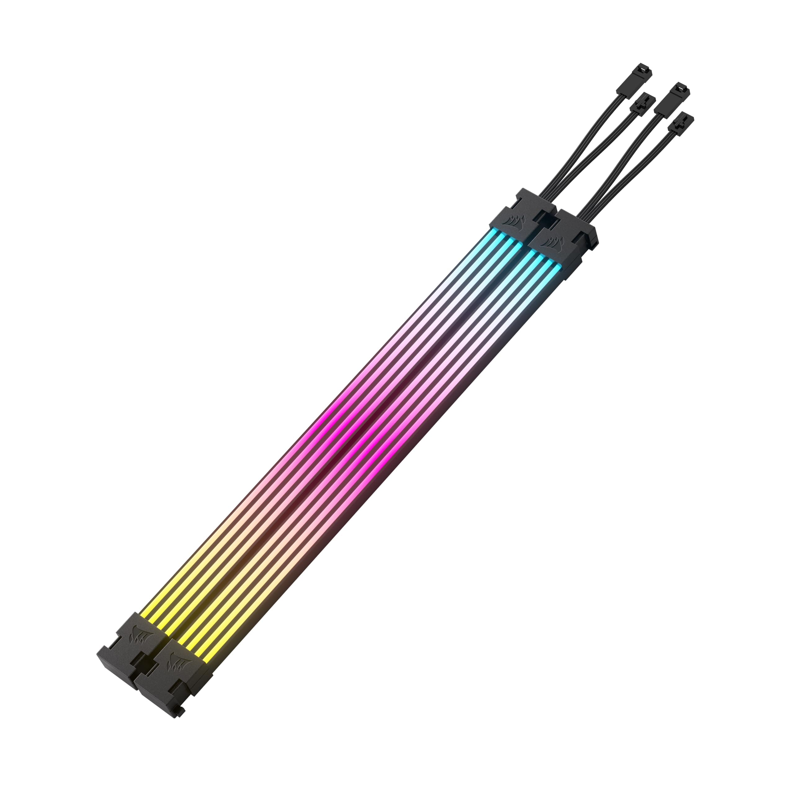 CORSAIR iCUE ARGB PSU Cable Strips – 2x 200mm LED Strips – 100 RGB LEDs Per Strip – Fits Any PSU Cable – Motherboard 5V ARGB Control – Black