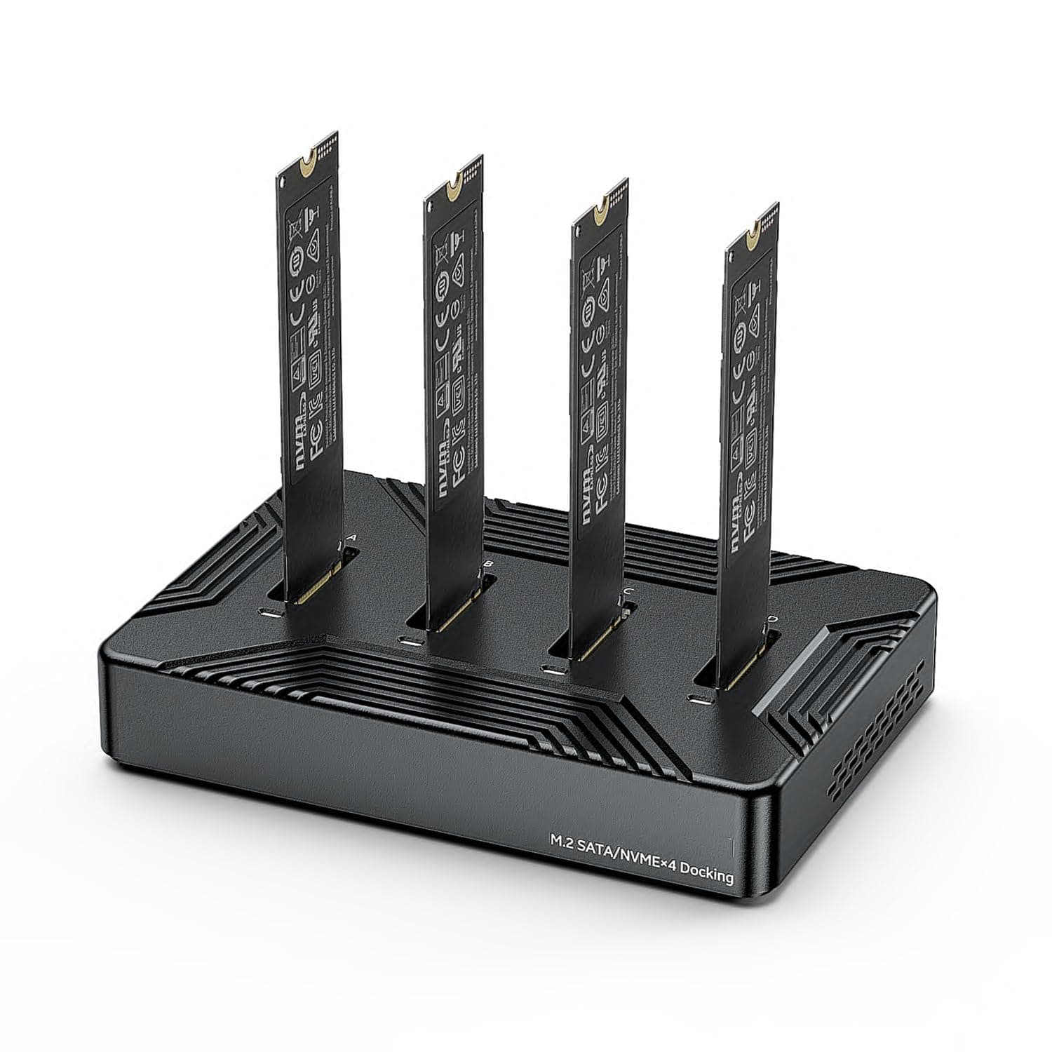 MiliPow 4-Bay M.2 NVME SATA SSD Enclosure Tool-Free, USB 3.2 Gen 2 10Gbps External Hard Drive Docking Station for M.2 NVMe PCIe (M Key, B+M Key) and SATA NGFF (B+M Key), Up to 32TB