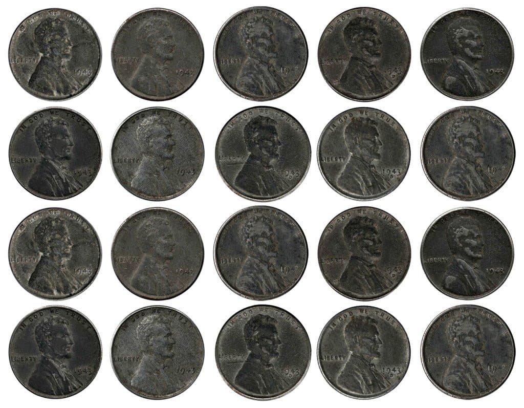 1943 Various Mint Marks Count of 20 Genuine World War II WWII Steel Pennies P, D & S Mint Marks All Grade Better Than Cent Seller Fine