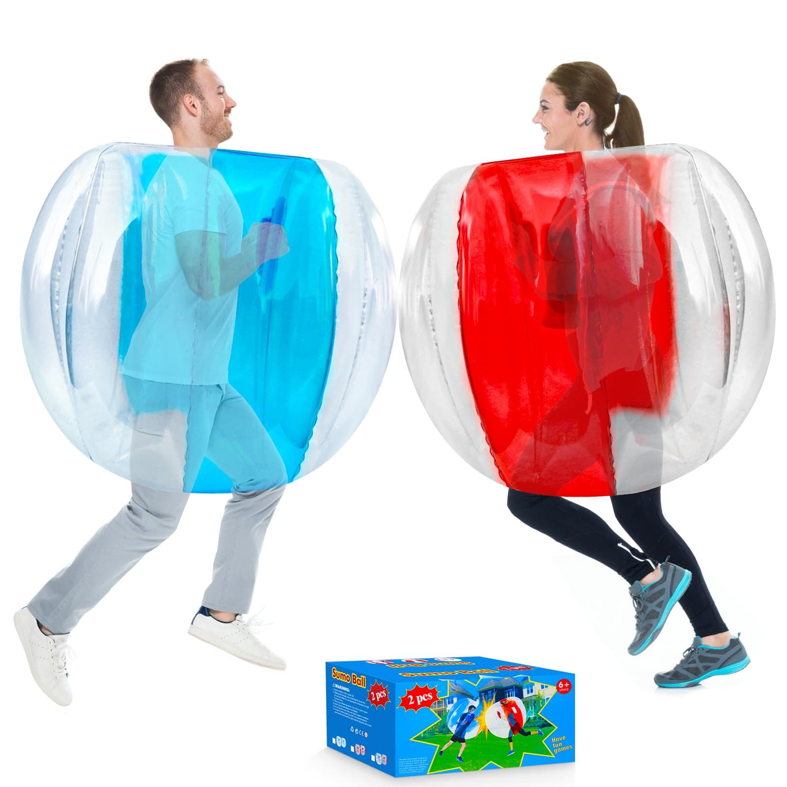 XBEN Inflatable Bumper Balls (2-Pack) – 47" Giant Human Hamster Ball for Kids & Adults – Durable PVC, Safe Outdoor Play – Team Games, Pool Parties, Backyard Fun – Great Gift Idea