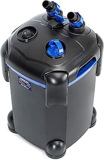 AMOSIJOY 225GPH Ultra-Quiet Canister Filter, 2-Stage External Aquarium Filter with Free Media for Large Fish Tanks and Aquariums