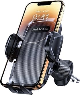 Car Phone Holder【Ultra Stable Double Steel-Hook】 Air Vent Car Phone Mount Cradle 360°Rotation for iPhone/Samsung/Oneplus/Huawei and All 4.5"-7" Mobile Phone