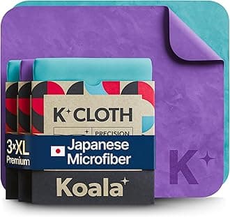 Koala Lens Cleaning Cloth | Japanese Microfiber | Glasses Cleaning Cloths | Eyeglass Lens Cleaner | Eyeglasses, Camera Lens, VR/AR Headset, and Screen Cleaning | Blue & Purple (Pack of 3)