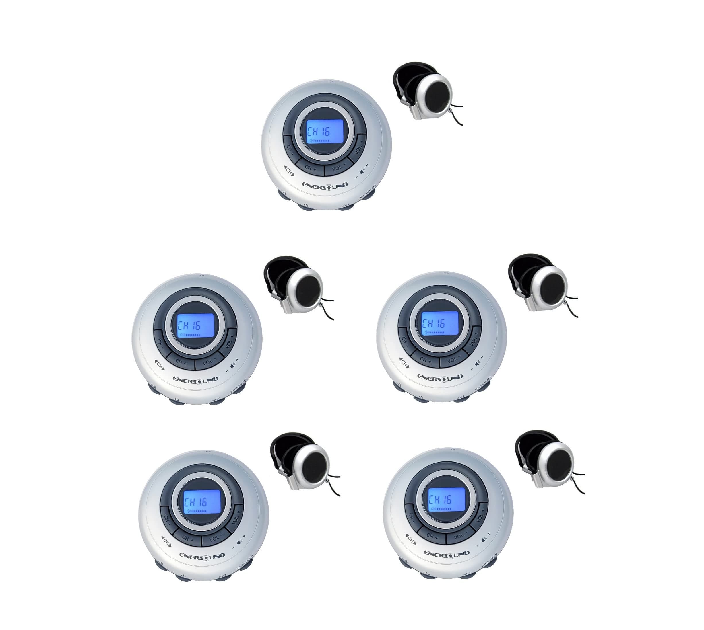 Enersound 5-Pack R-120 FM 20-Channel Digital Receivers - Compatible with Enersound T-500 and TP-600 FM transmitters