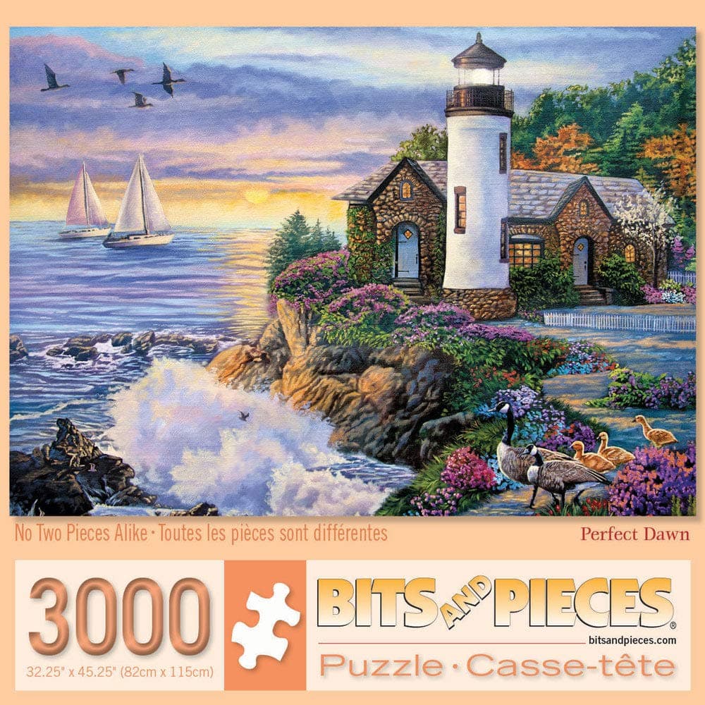 Bits and Pieces 3000 Piece Jigsaw Puzzle for Adults - Perfect Dawn 3000 pc Large Piece Ocean Sunrise Jigsaw by Artist Laura Glen Lawson (3000 Piece Puzzle 32" x 45")