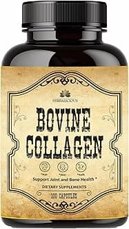 Bovine Collagen Supplements for Men and Women | Hydrolyzed Grass-Fed Bovine Collagen Peptides | Joint, Nerve & Bone Support | Non-GMO, Anti-Aging | 100 Capsules