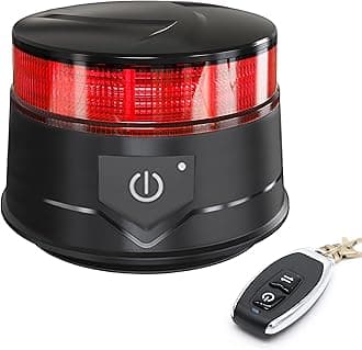 Agrieyes Amber Beacon Light 4.2Inch, Flashing Safety Warning Lights Permanent/Magnet Mount (Red, Remote)
