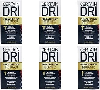 CERTAIN DRI Prescription Strength Clinical Antiperspirant Roll-On 1.20 oz (Pack of 6)