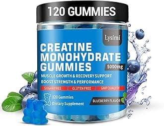 Creatine Monohydrate Gummies 5000mg for Men & Women, Creatine Monohydrate for Muscle Strength, Muscle Builder, Energy Boost, Pre-Workout Supplement, Blueberry Flavor, 120Count